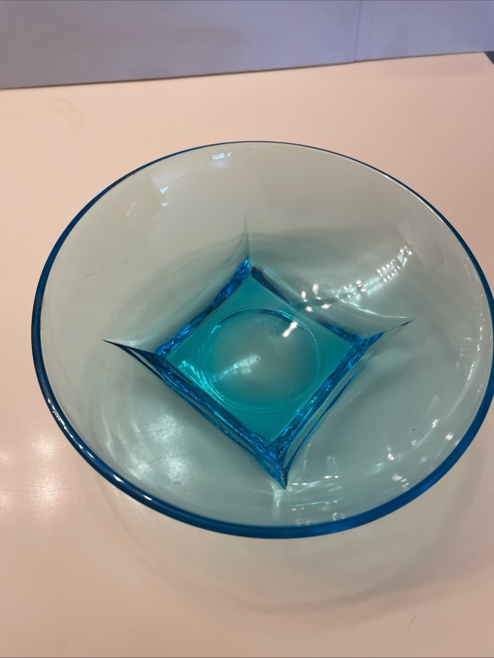 Vintage Hazel Atlas Aqua/Capri Blue - Colonial Pattern- Round Small Bowl 6 inch